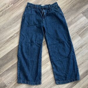 GAP Women’s Pleated Wide-leg Dark Blue Jeans Sz 10P